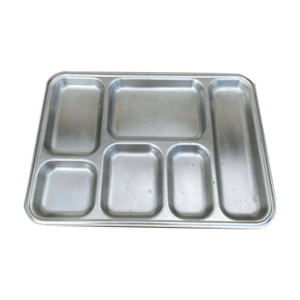 Stainless steel tray with compartments canteen refectory - 40 x 30 cm