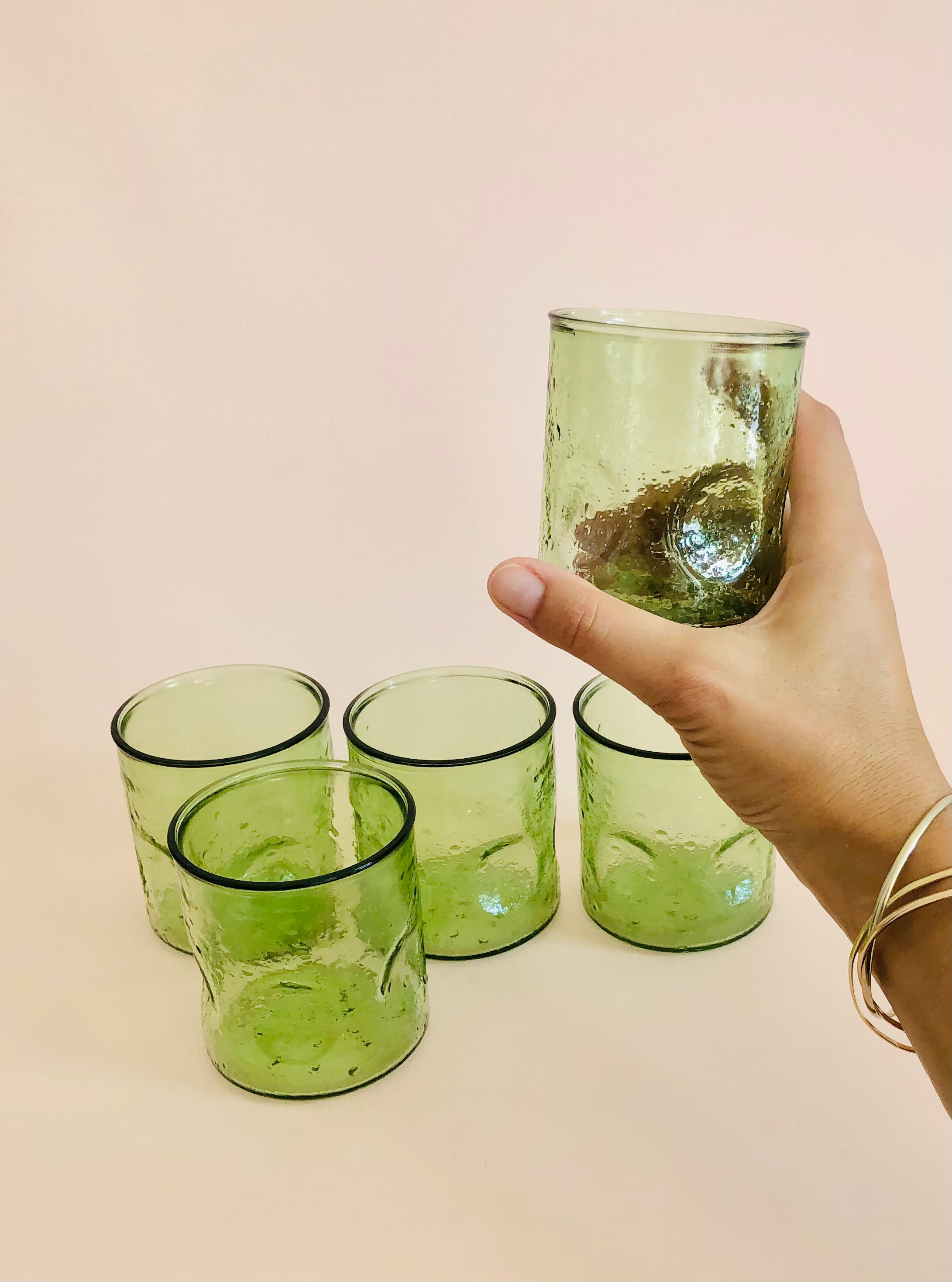 Set of five vintage water glasses