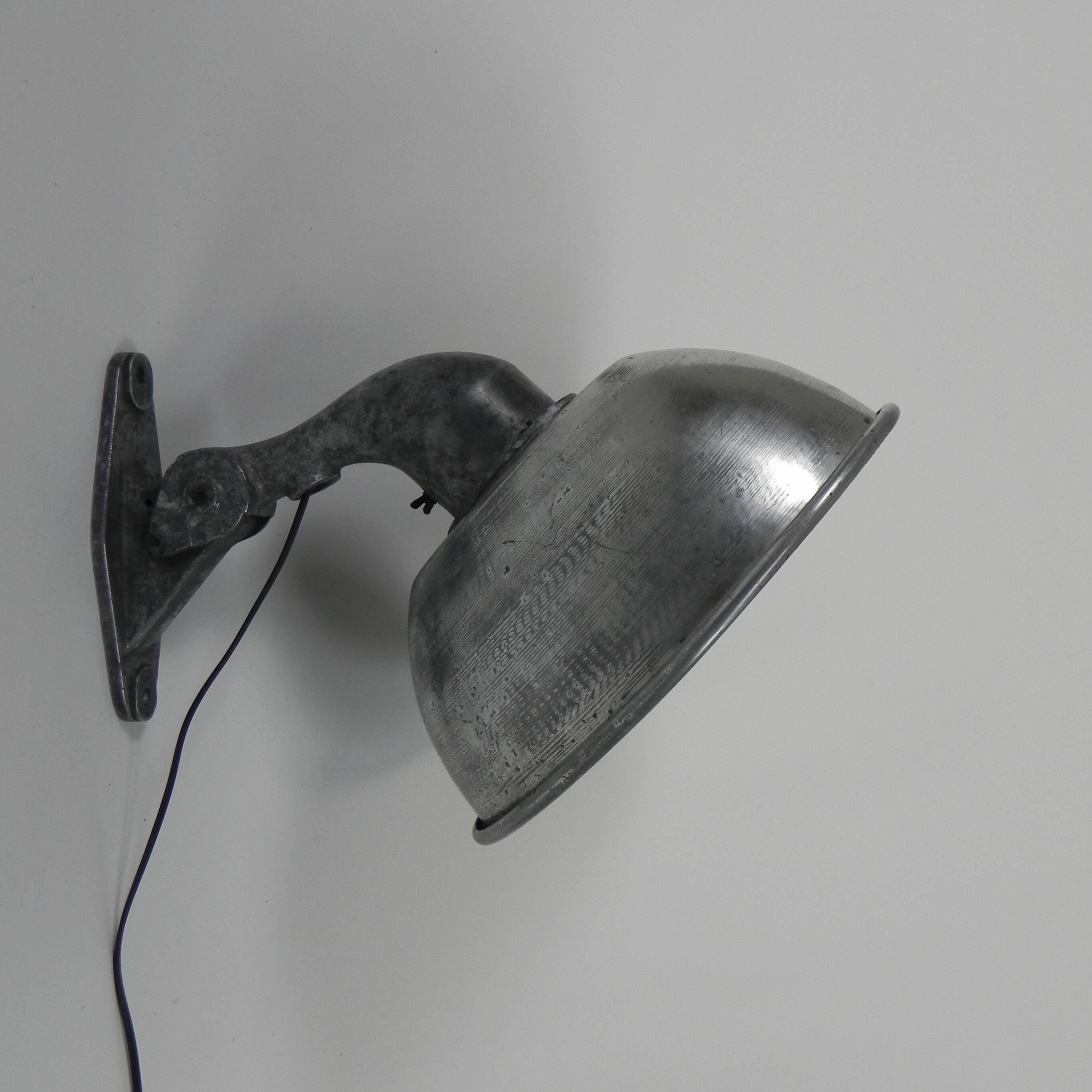 Industrial aluminum street lamp, wall lamp, 1950s