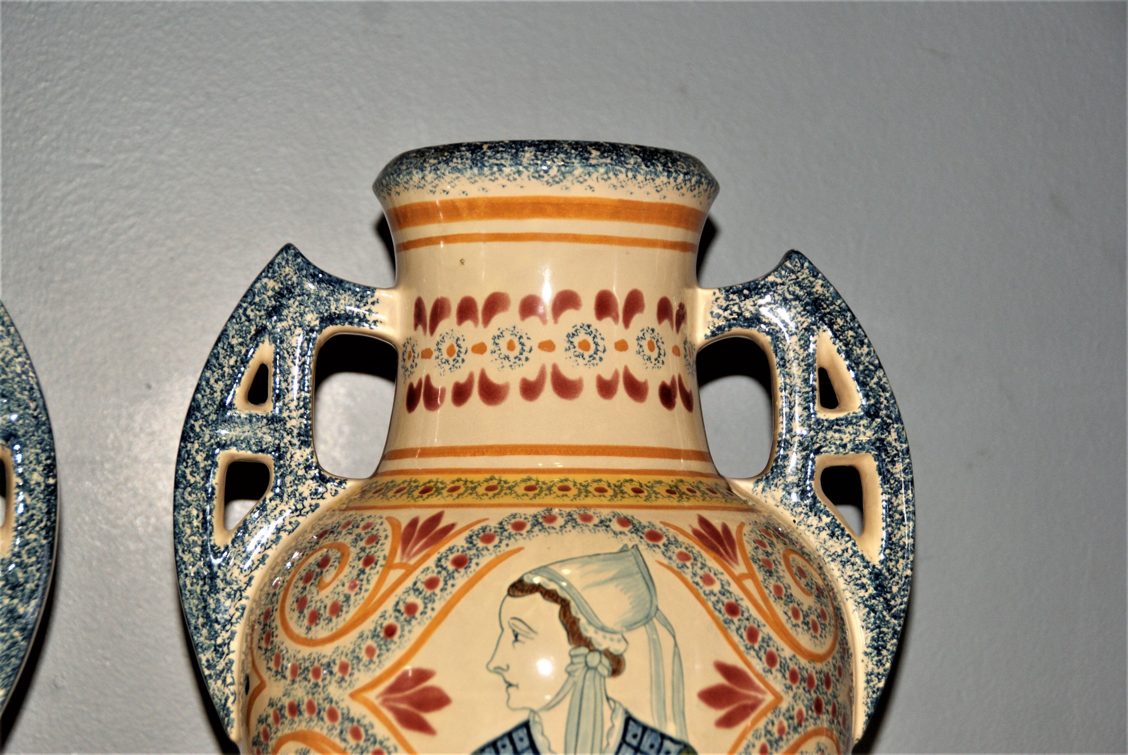 Pair of vases signed Henriot Quimper