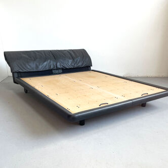 Afra & Tobia Scarpa for Molteni 'Marlo' Bed in Black Leather, Italy 1980s