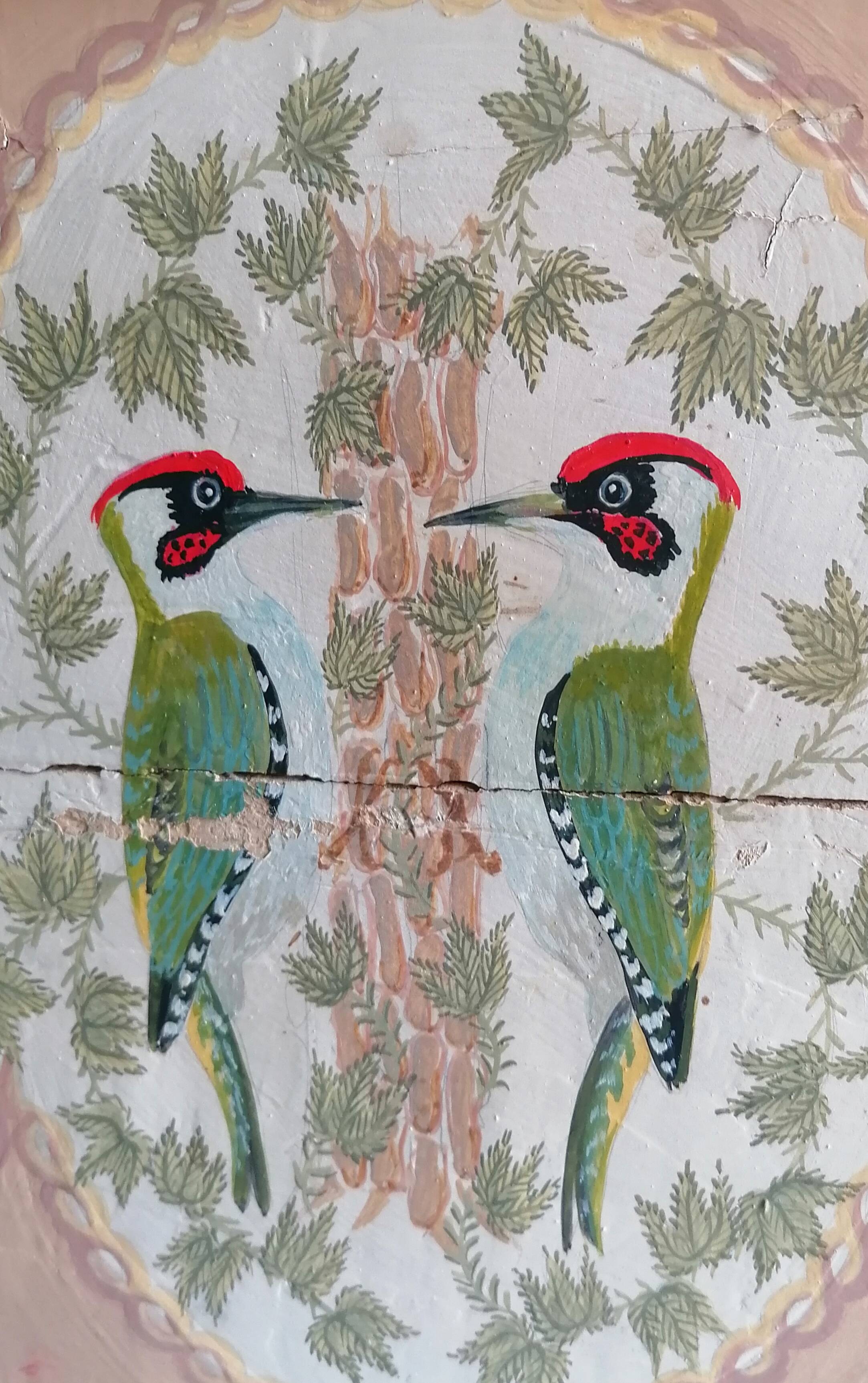 Painted wooden mallet birds