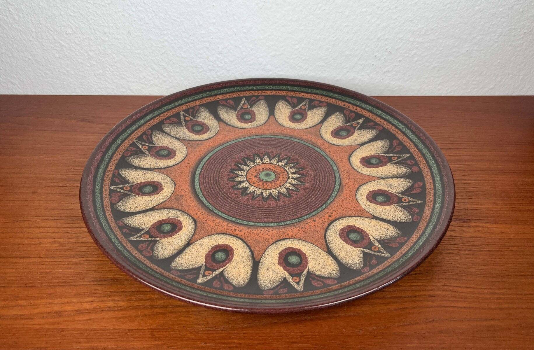 Large vintage ceramic wall plate from KMK Keramik Manufaktur Kupfermühle, 1970s.