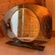 Brown smoked glass wall mirror - sconces & shelf - Italian design 1