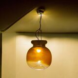 Murano amber glass chandelier from the 70s Tony Zuccheri design for Veart