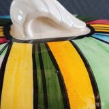Vintage Ceramic Bonbonnière with Colourful Stripes - Jewellery Box