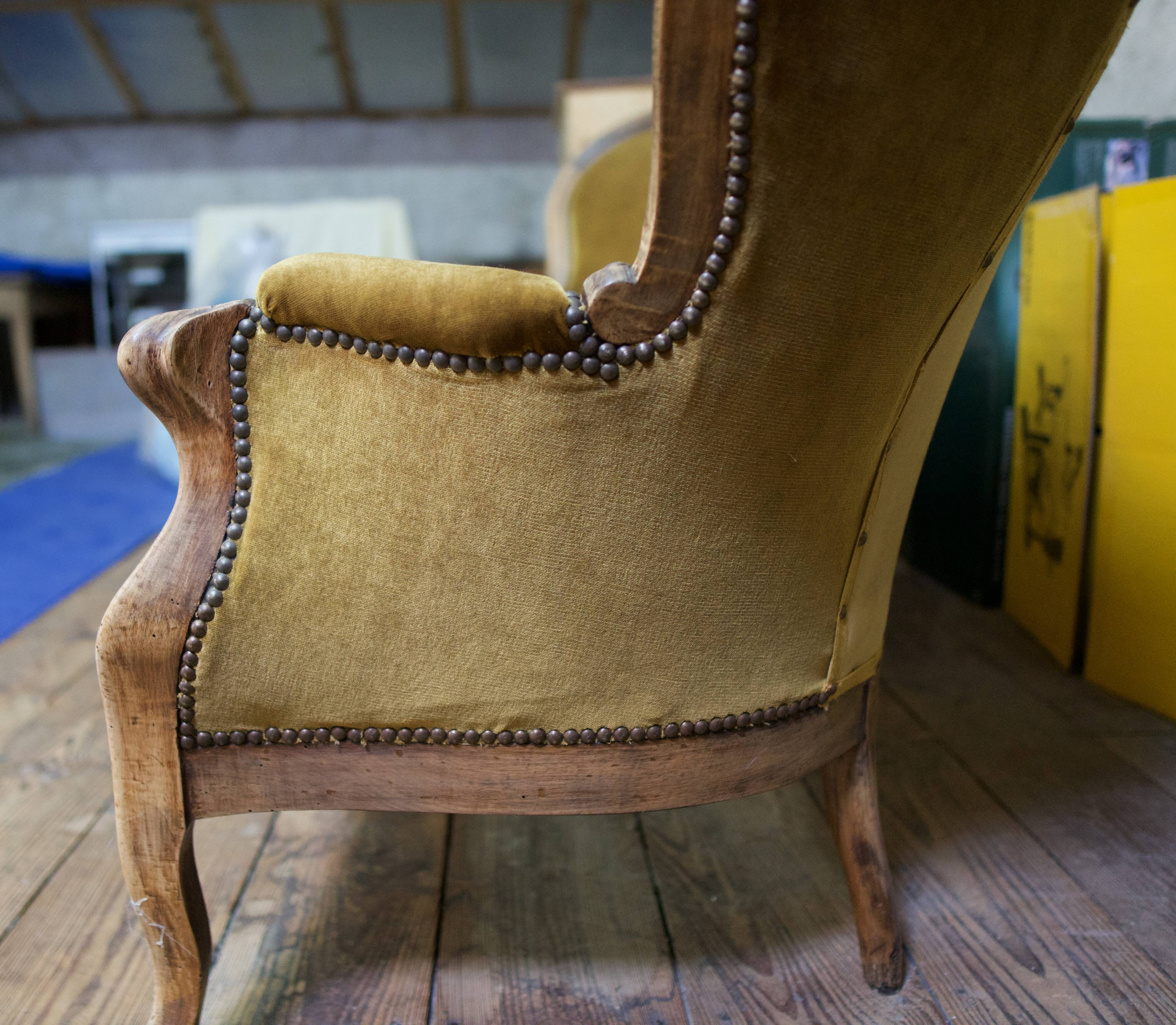 Louis-Philippe 3-seater velvet sofa - 19th century