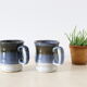 Set of 2 mugs in stoneware, artisanal pottery, made in England, vintage, 1980