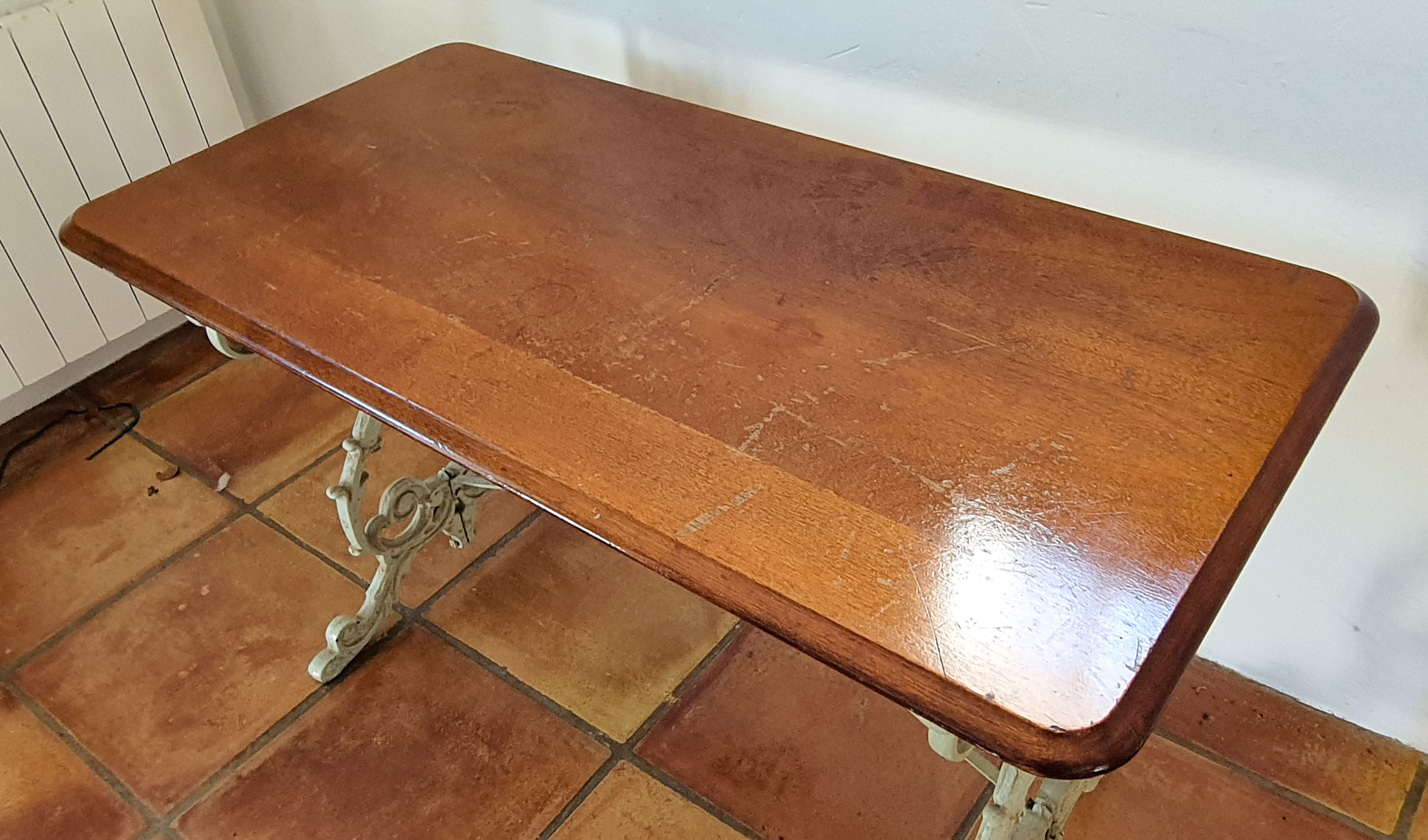 Bistro dining table - wood and wrought iron