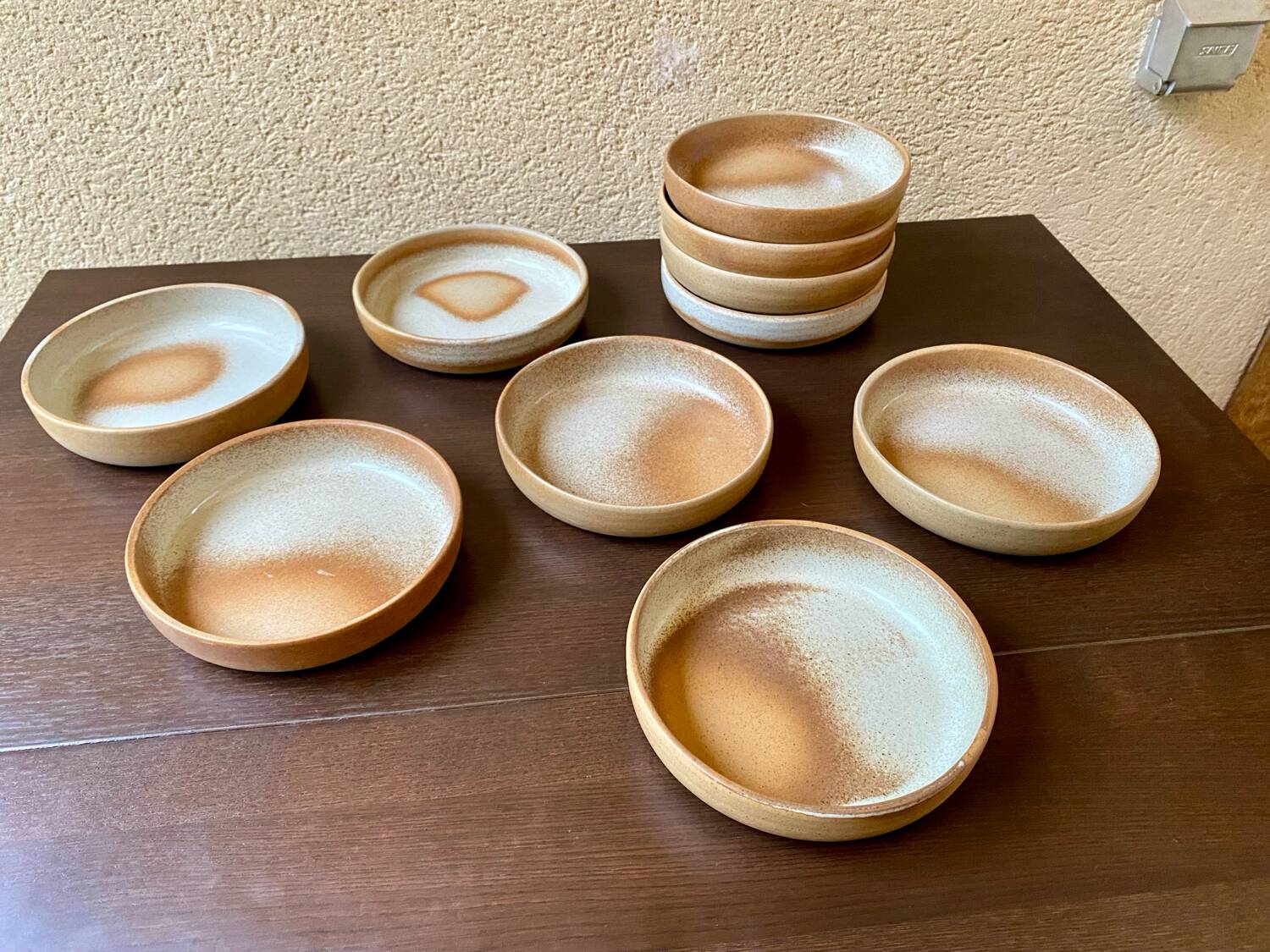 Serving dessert plates Grès France vintage 80s