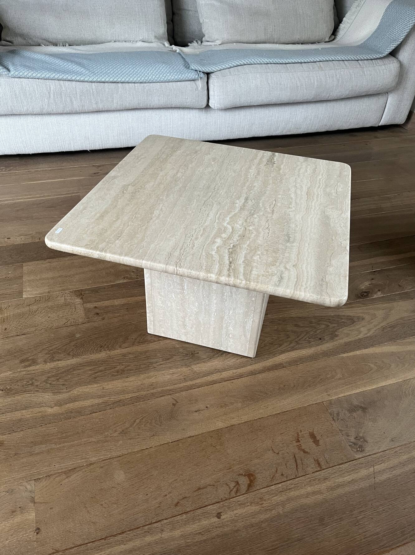 Travertine side table