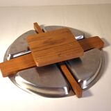 Stainless steel and teak aperitif tray