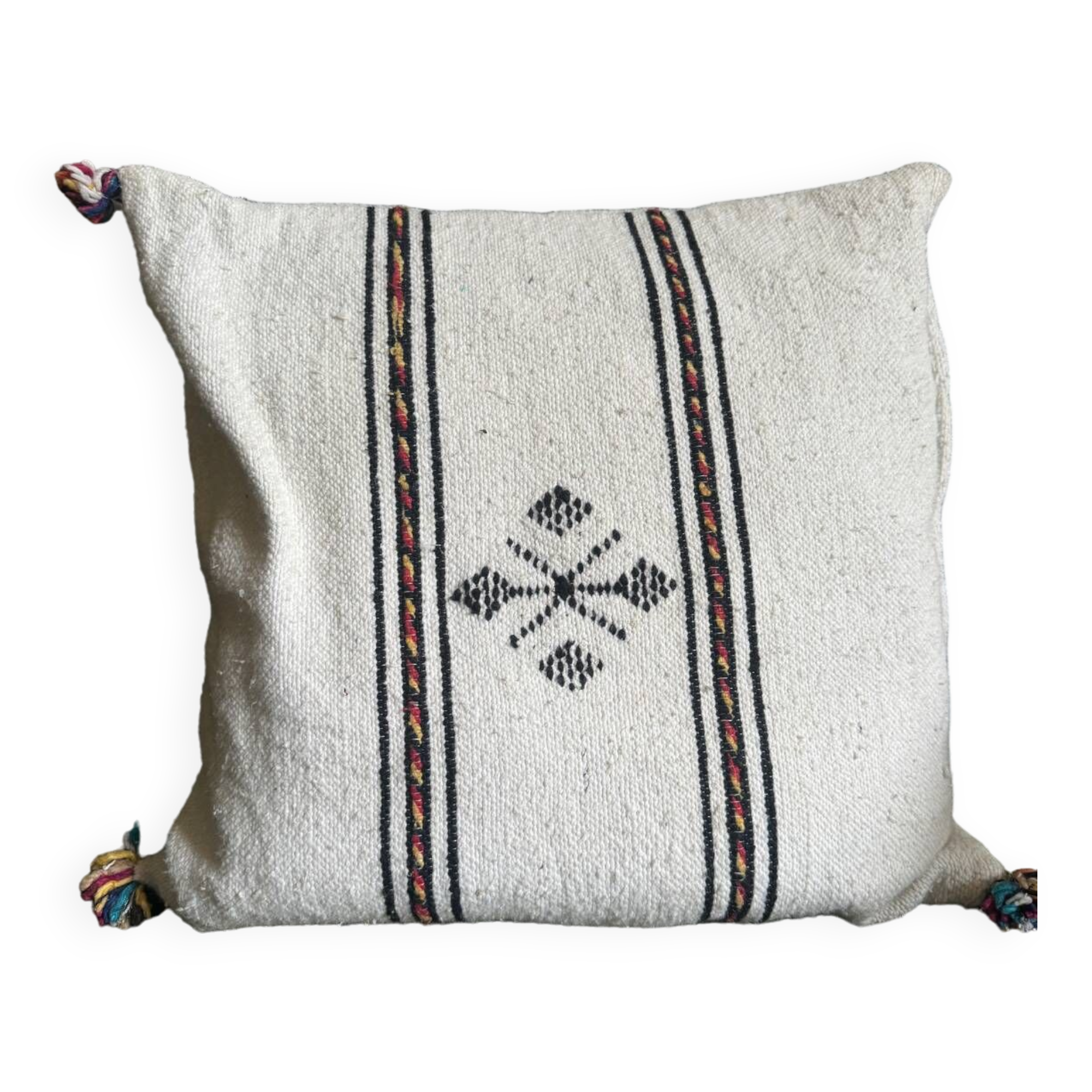 Coussin berbère marocain blanc en coton