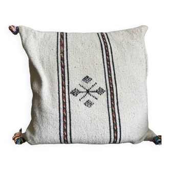 Coussin berbère marocain blanc en coton