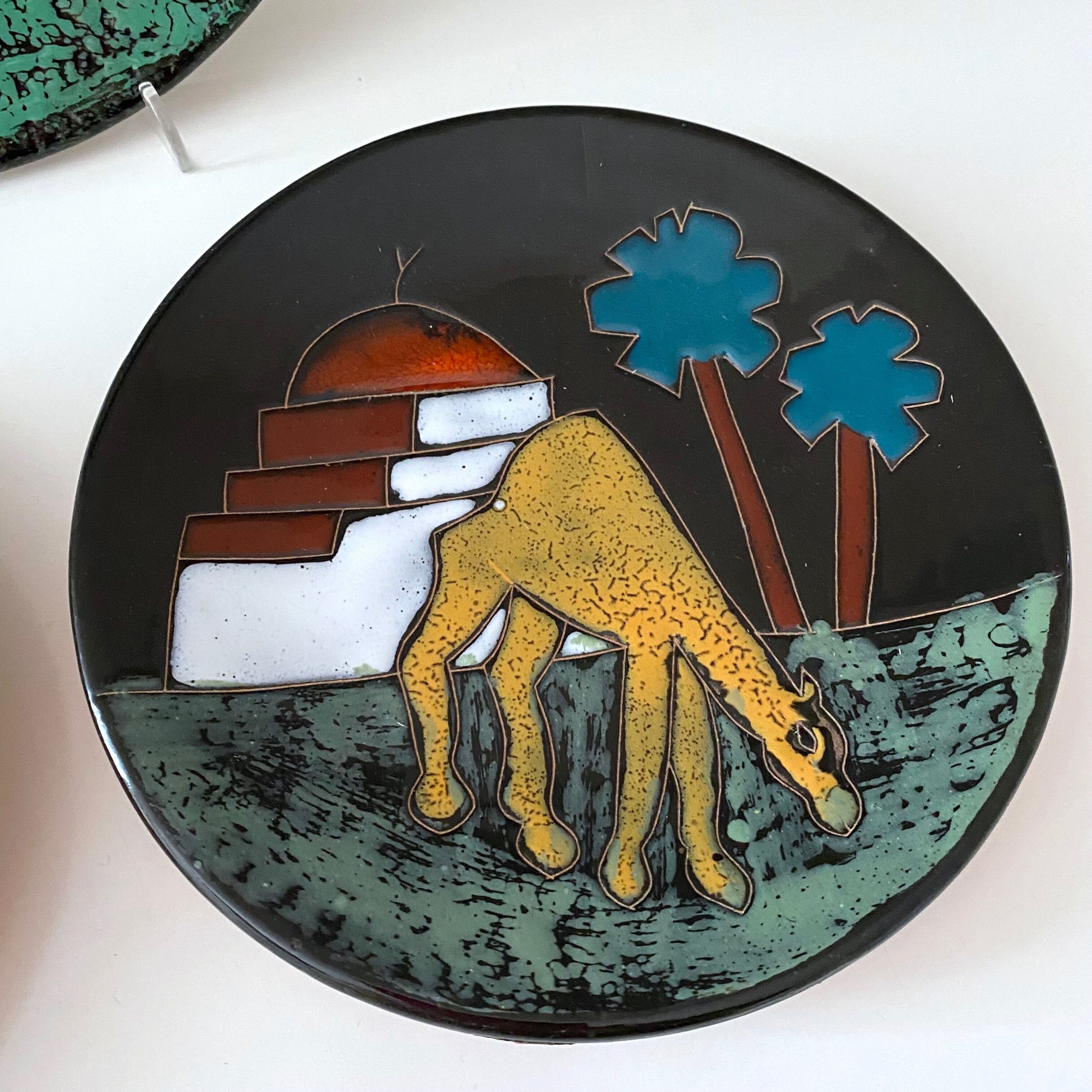 Collection of 3 wall plates 50's, ceramic plates, westgerman pottery