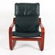 Vintage Scandinavian POÄNG armchair in black leather – IKEA, 1980s