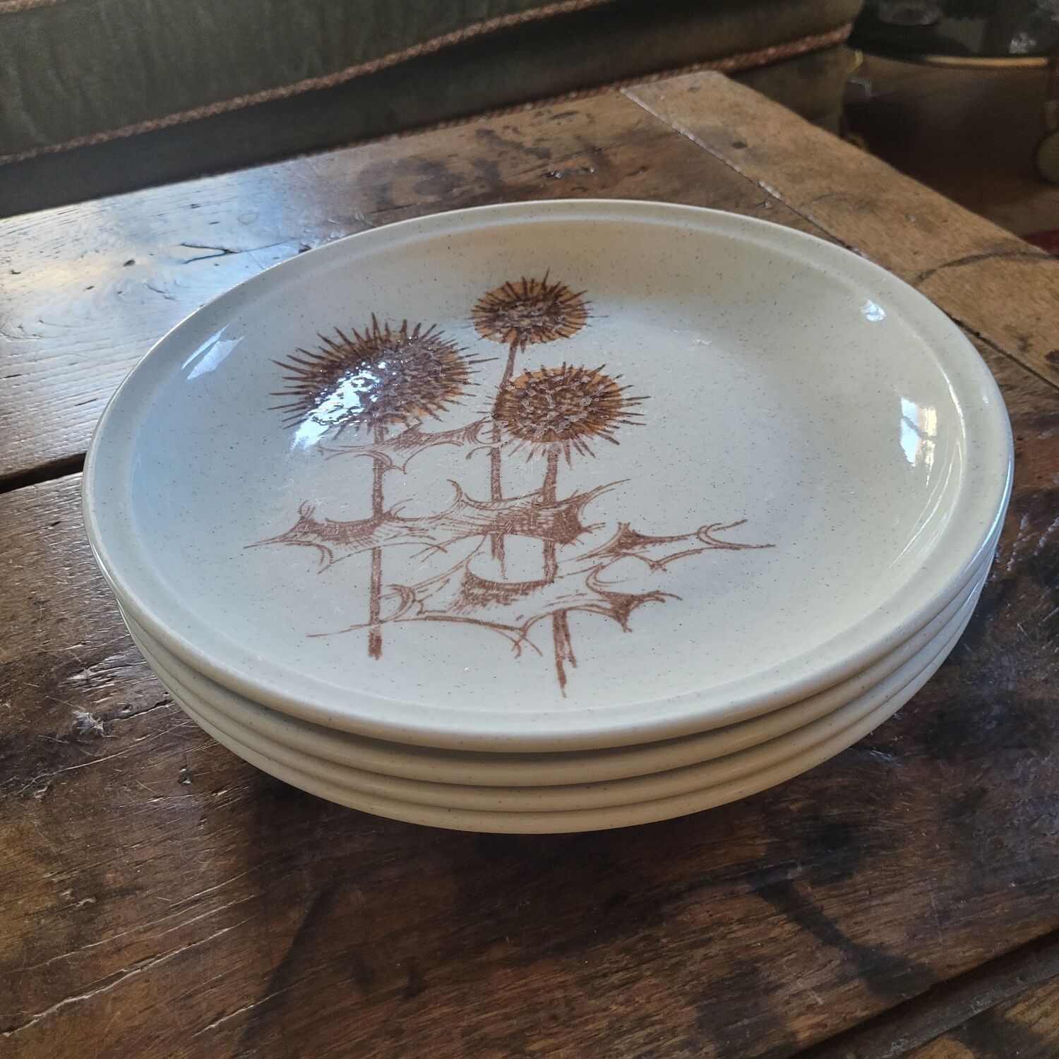 Stoneware Plates – Thistle Decor – Circa 1970