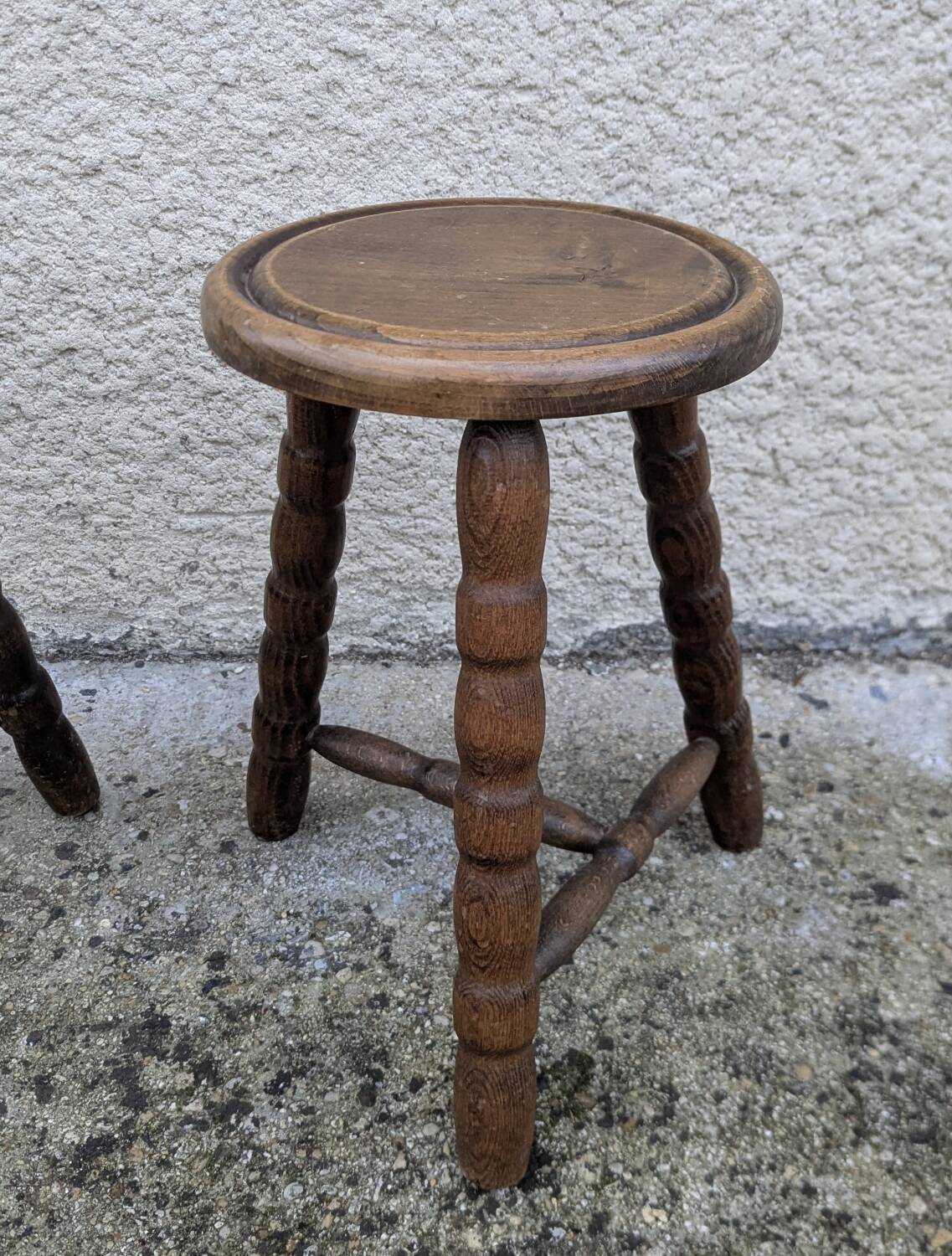 Pair of Vintage 60s/70s Ball Tripod Stools Plant Stand D
