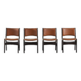 Suite de 4 chaises modèle 89 en teck et cuir par Erik Buch pour Pol Dinesen, Danemark, 1960's