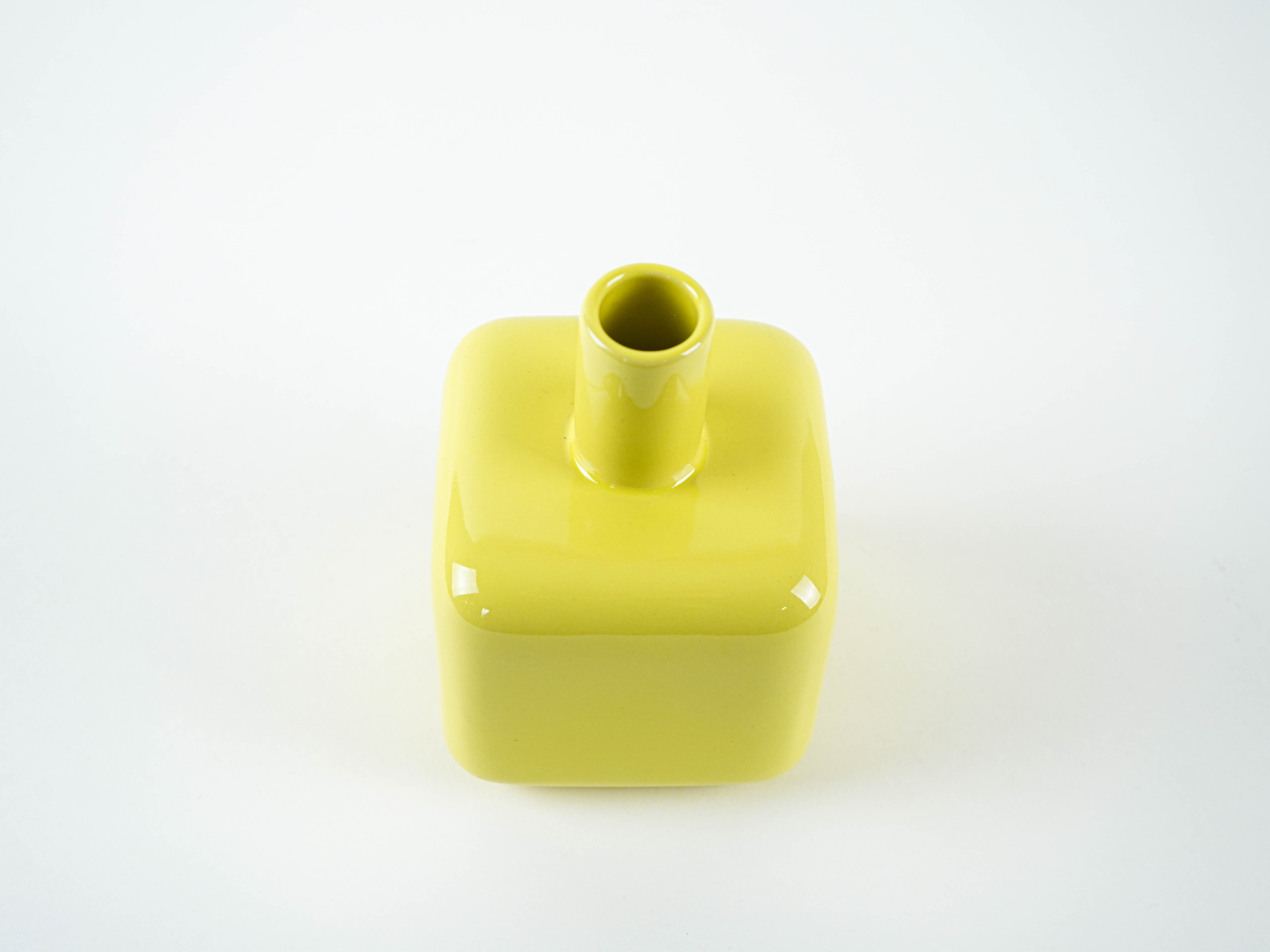 Yellow ceramic vase, German design, 1990s, manufactured by ASA Selection
