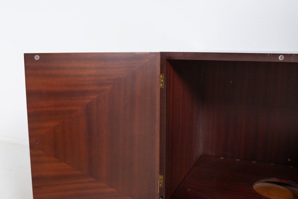 Vintage bar cabinet with brass markings