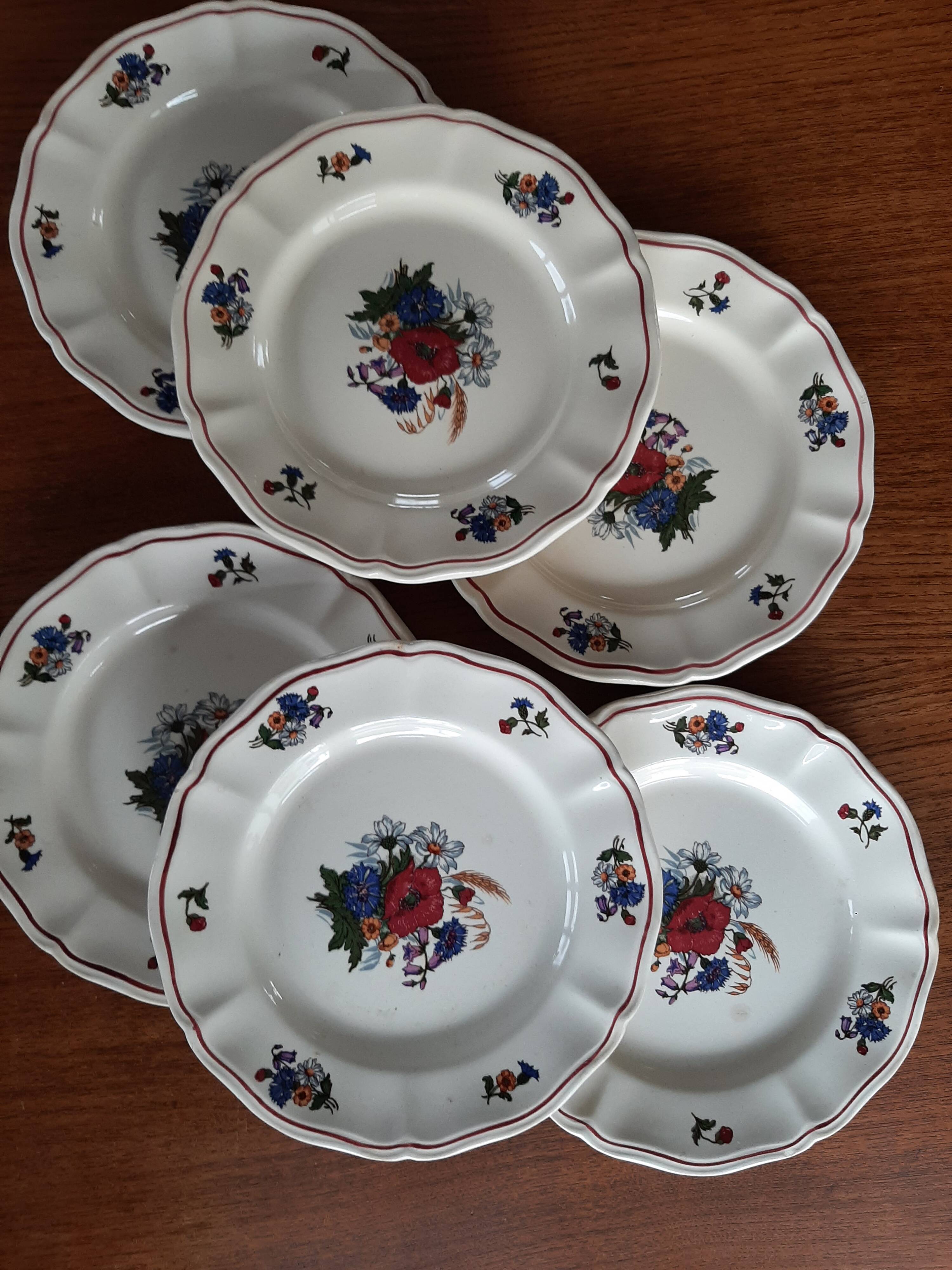 6 vintage Sarreguemines plates