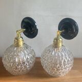 Pair of vintage glass globe wall lights
