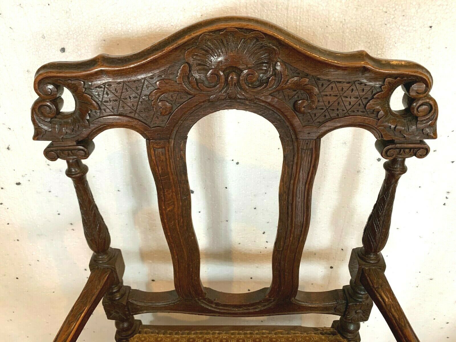Pair of Flanders armchairs in 19th century solid oak