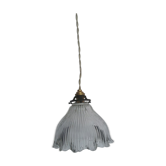 Suspension abat-jour verre transparent style holophane