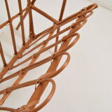 Vintage rattan and bamboo magazine holder,czechoslovakia,1970's.