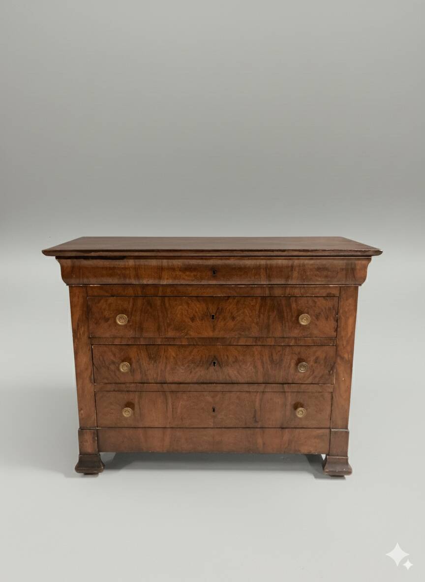 Commode de style Empire en placage de bois flammé