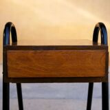 Vintage wooden and metal bedside table
