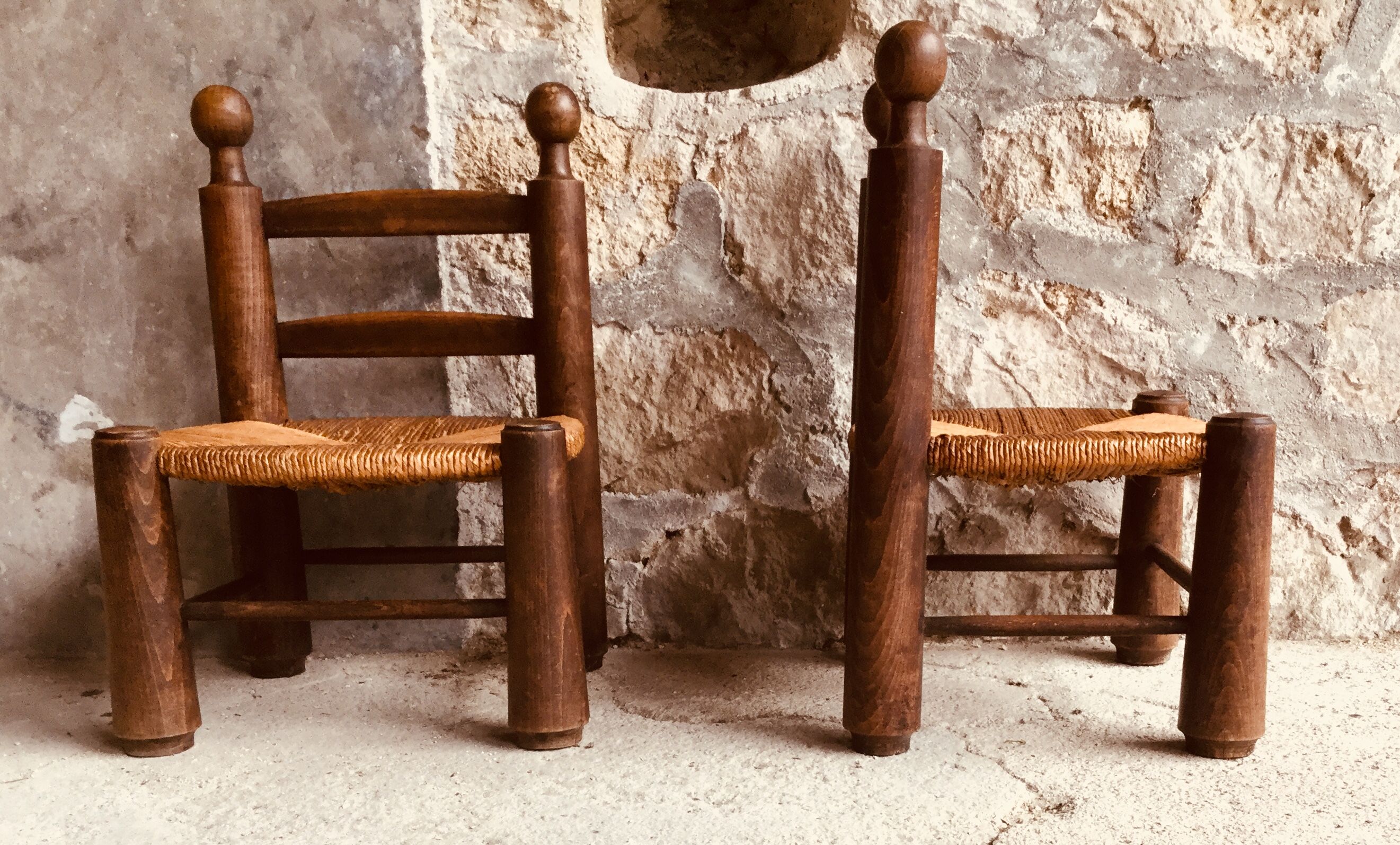 Pair of low-mulched chairs country spirit 1960