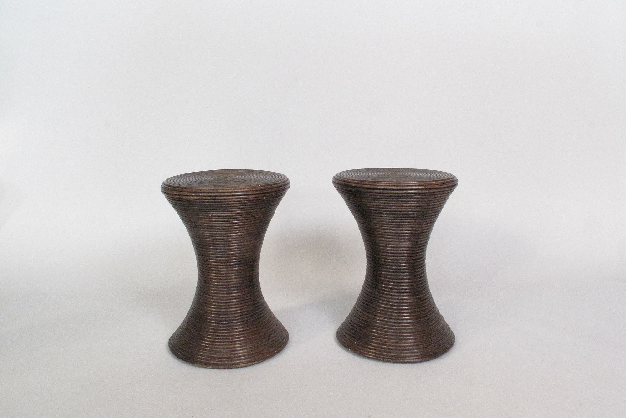 Two Vintage TomTom Stools in Rattan