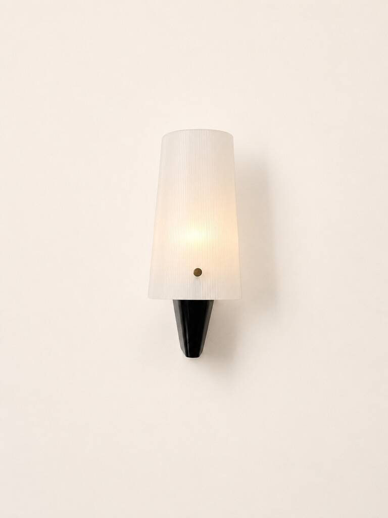 Pair of vintage wall sconces, black ABS and perspex, France, 1970.