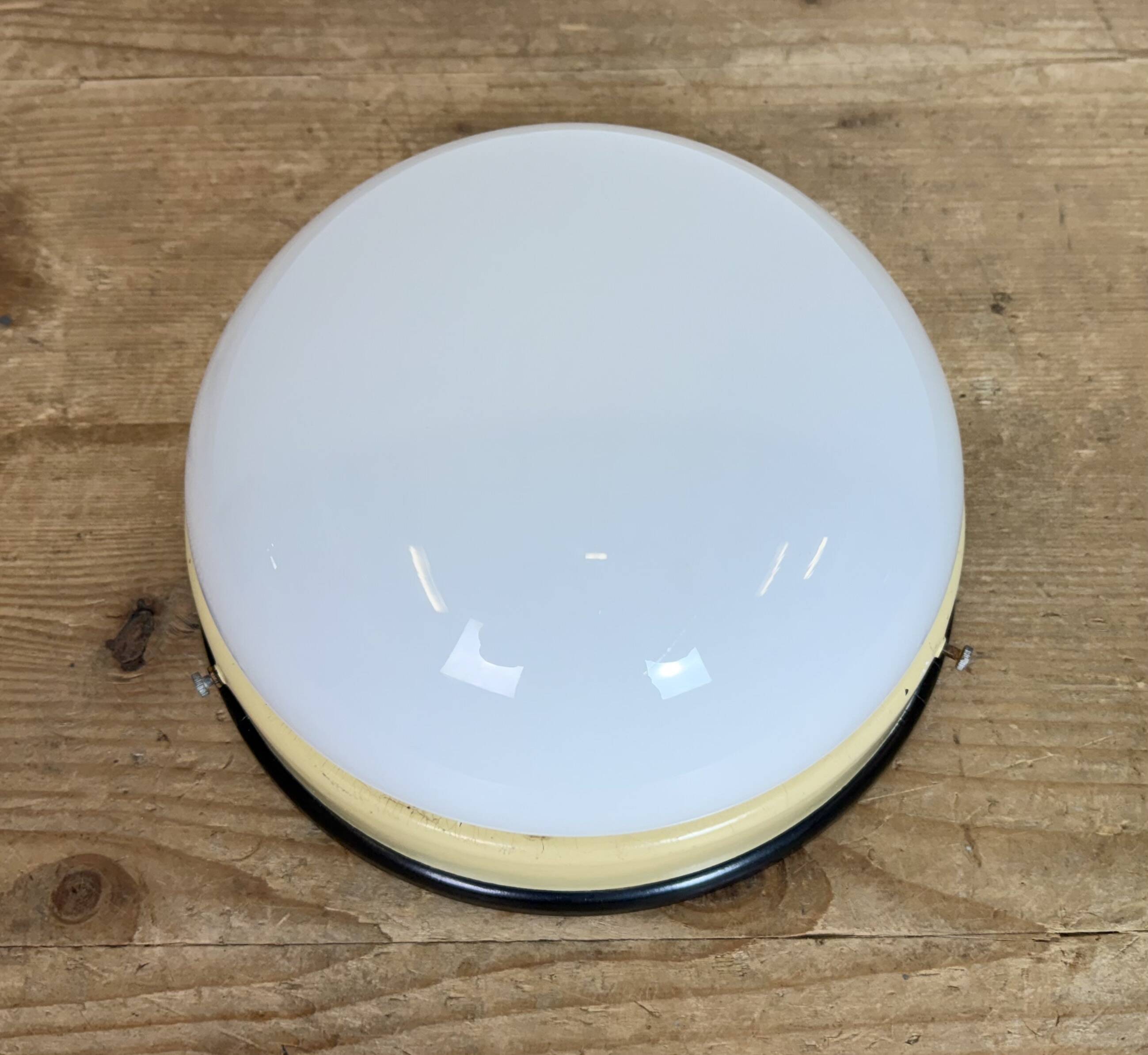 Industrial Bakelite Wall or Ceiling Light with Milk Glass, 1950s