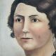 Oil on canvas portrait, vintage, bohemian countryside decoration.