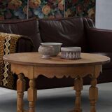 Mid-century Danish round side table in solid oak, Henning Kjærnulf, 1960s.