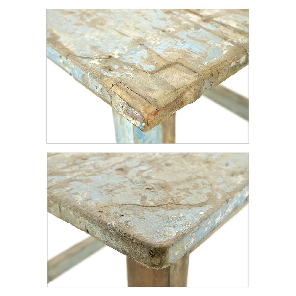 Solid wood coffee table with blue patina