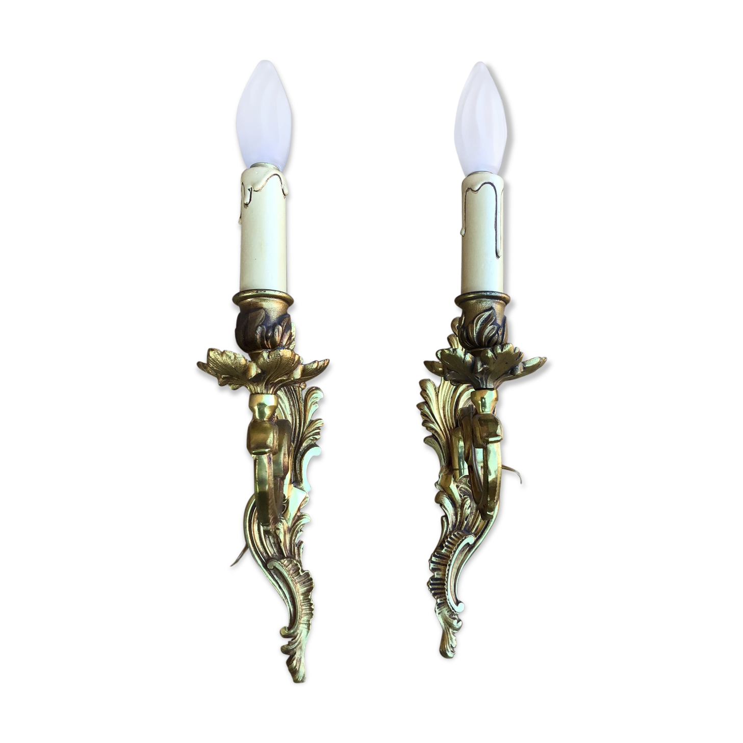 Pair Crystal Stamps Louis XV golden bronze