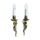 Pair Crystal Stamps Louis XV golden bronze