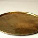 Solid large brass serving tray, vintage from the 1960s