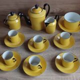 Service café vintage art déco jaune noir