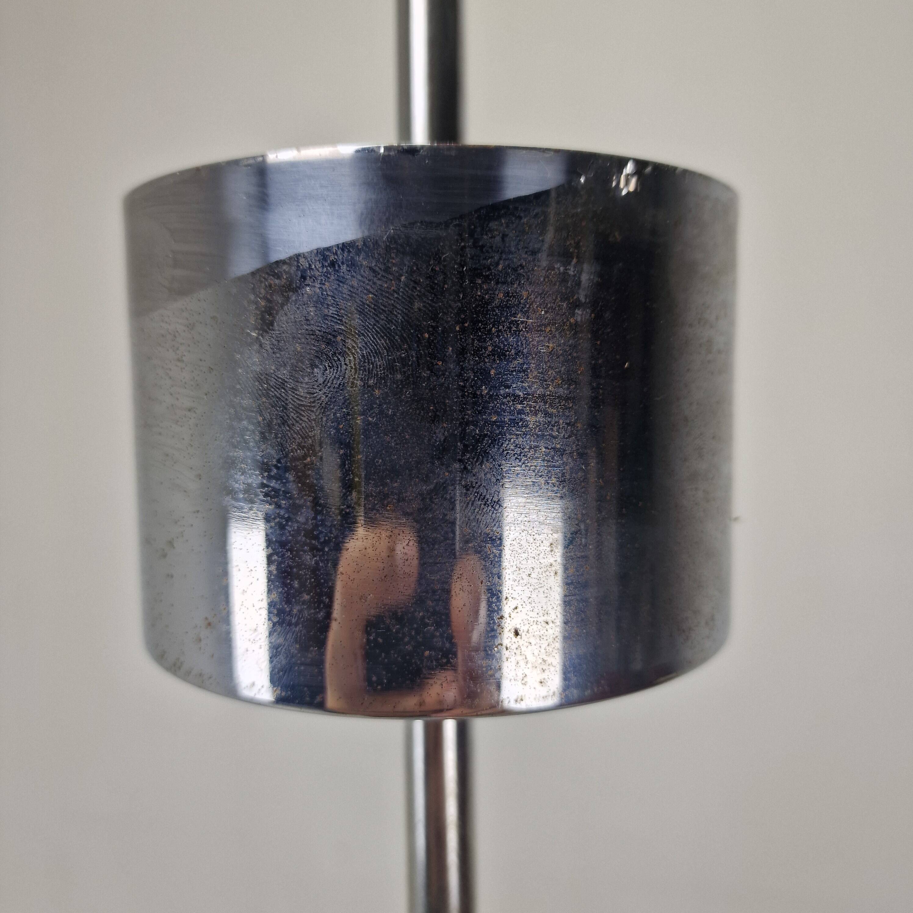 Italian Chrome Lamp with Three Opaline Glass Globes – 1970s