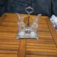 Oil and vinegar set CHRISTOFLE silver-plated + 2 crystal carafes