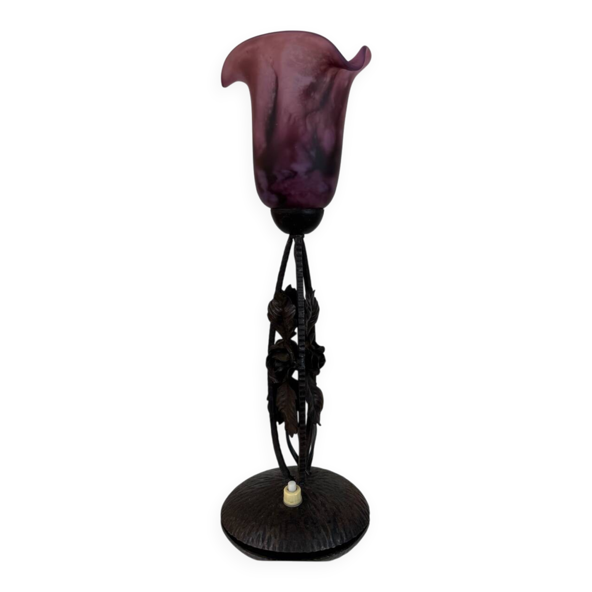 Lampe fer forgé tulipe Art Déco