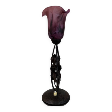 Lampe fer forgé tulipe Art Déco