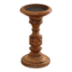 Turned and carved wooden candlestick with foliage decoration – H 20 cm