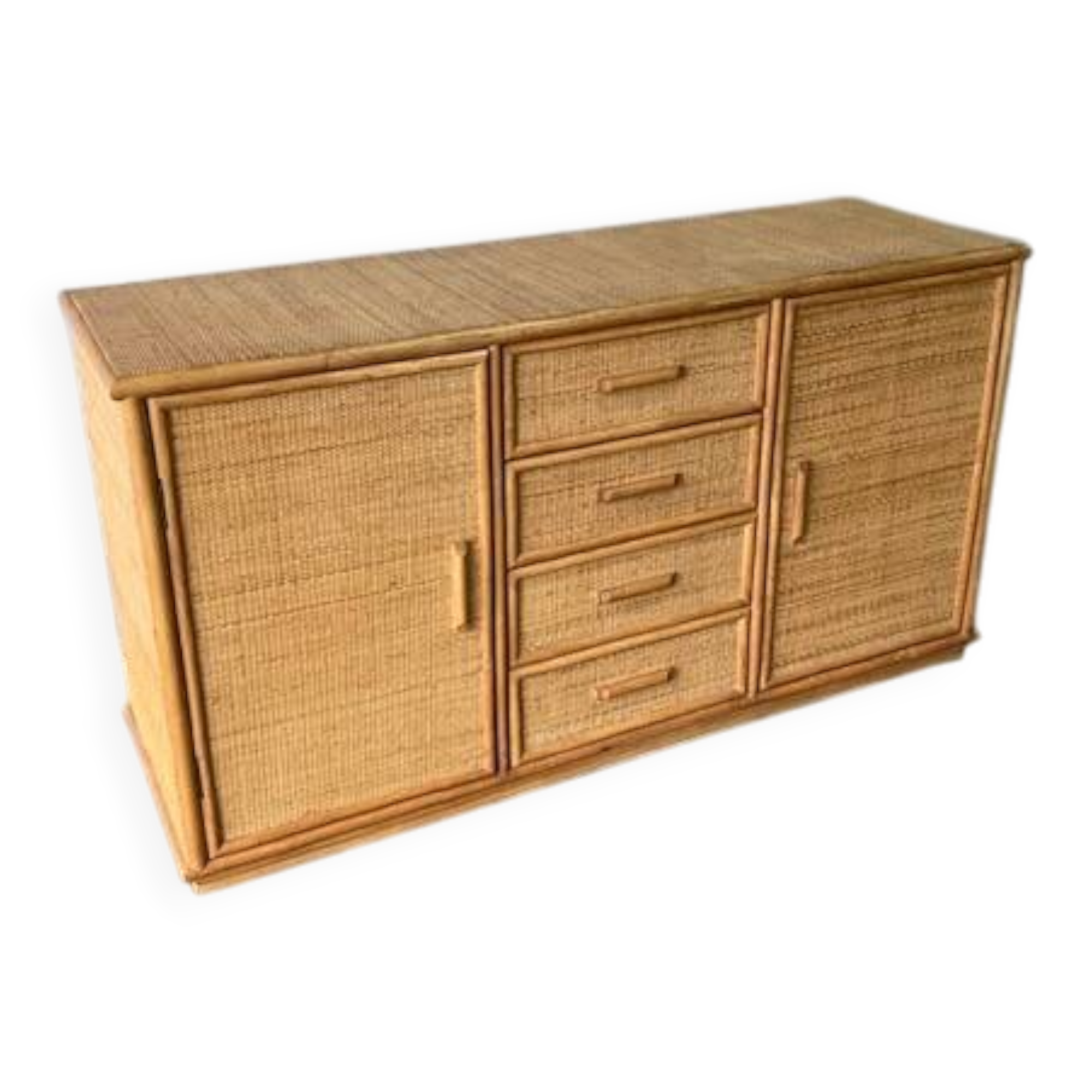 Vintage rattan sideboard in Roche Bobois style