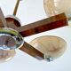 Large Art Deco pendant light in wood and glass, 1930s